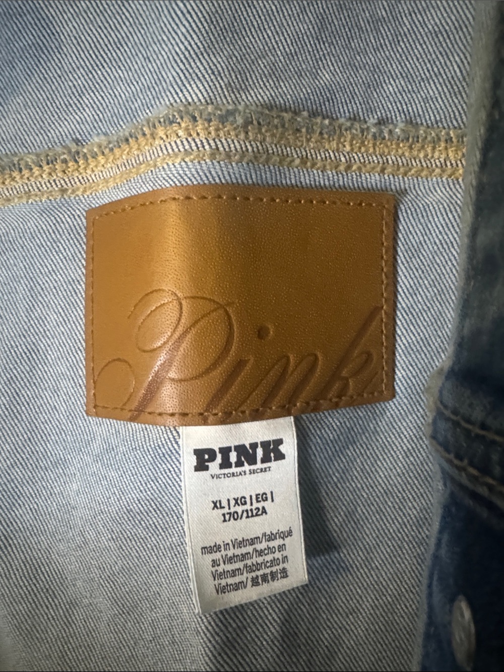 PINK Victoria's Secret Trucker Rhinestone Denim Jacket - Picture 2 of 7
